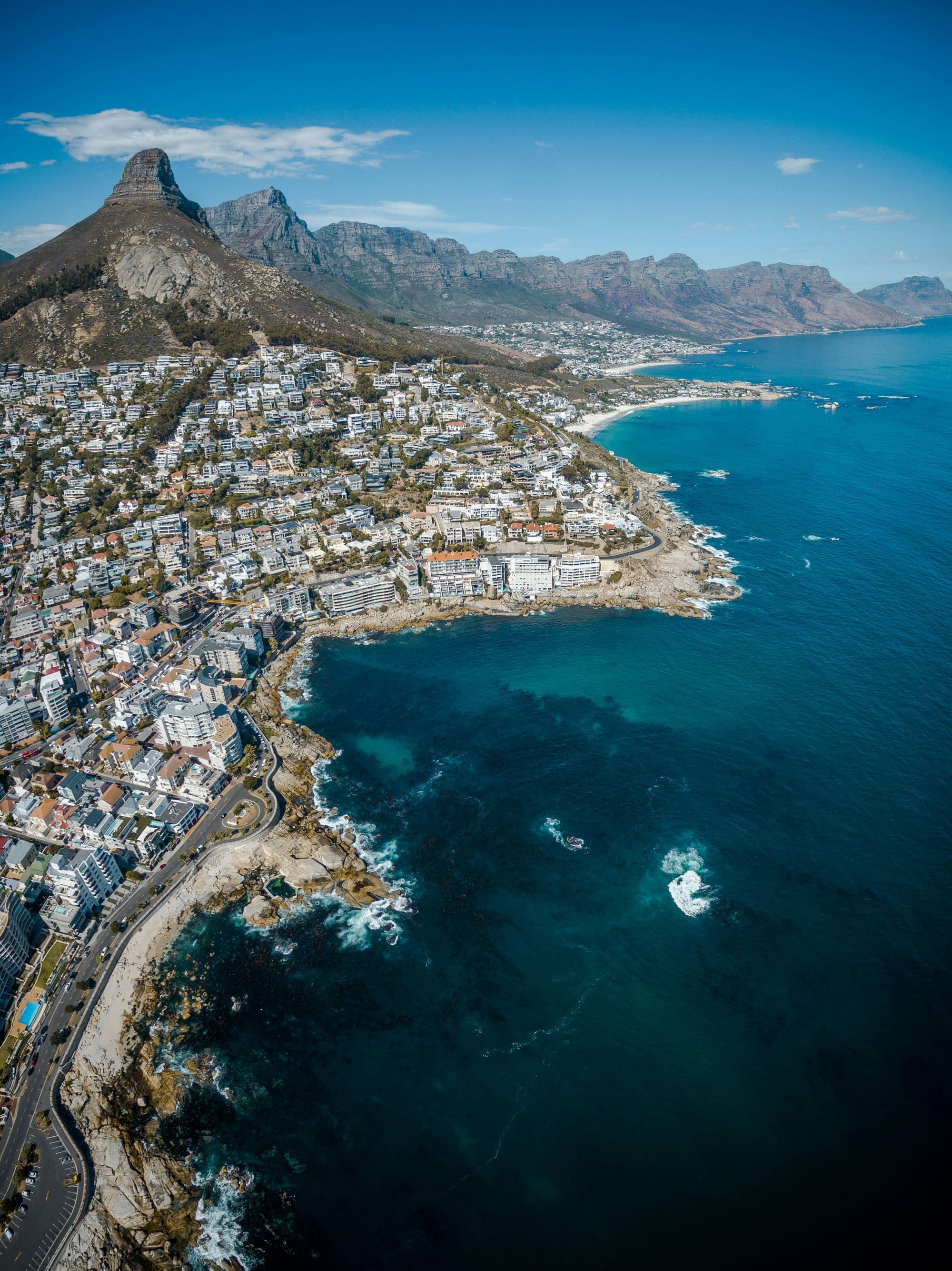 Aerial view of the Atlantic Seaboard beneath Lion’s Head — Bantry Bay and Sea Point, Cape Town